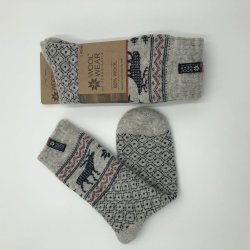 Wunderschne Wollsocken aus 80% reiner Wolle mit Elchmotiv