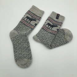 Wunderschne Wollsocken aus 80% reiner Wolle mit Elchmotiv