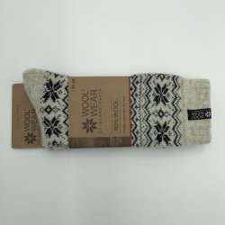 Warme Wollsocken aus 80% Wolle mit Eiskristall-Motiv