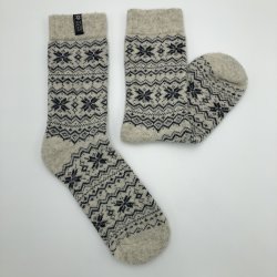 Warme Wollsocken aus 80% Wolle mit Eiskristall-Motiv