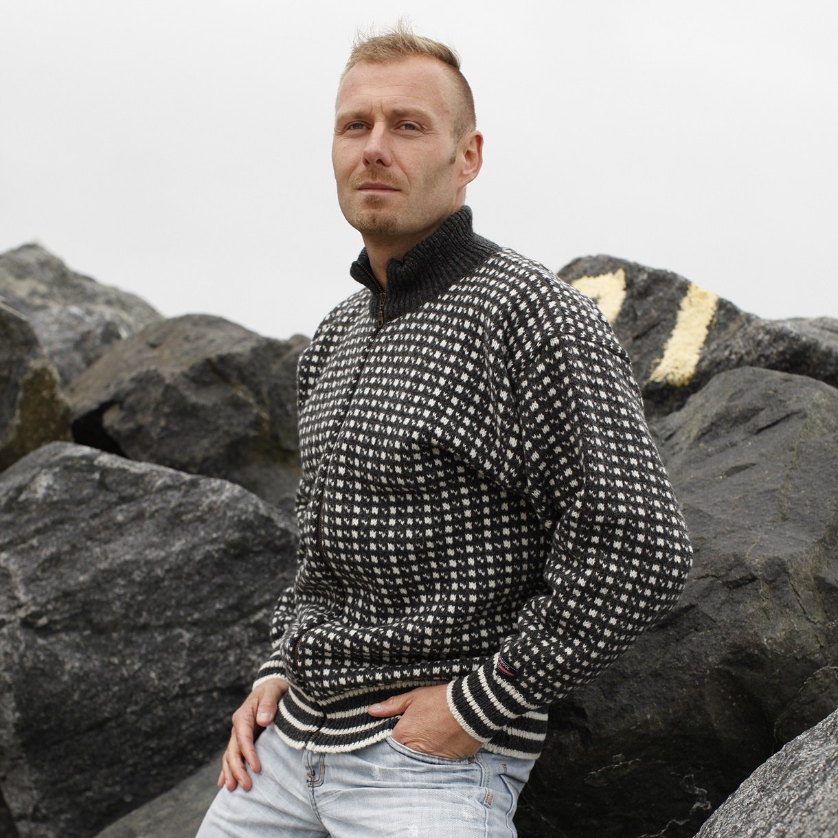 Islænder strik cardigan af 100% ren ny uld