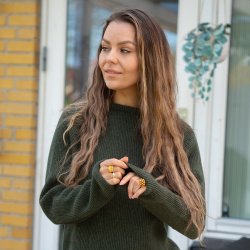 Pine-green JURMO striktrje i 100% uld til kvinder