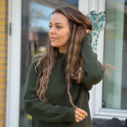 Pine-green JURMO striktrje i 100% uld til kvinder