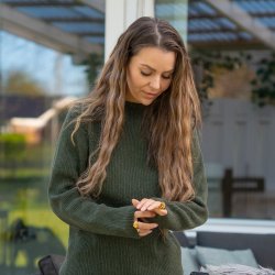 Pine-green JURMO striktrje i 100% uld til kvinder