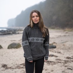 Smart norsk uldstrik med lynls i halsen til kvinder 