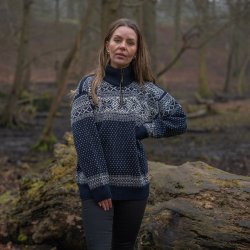 Striktrje fra Norwool i ren uld, med klassisk is stjerne mnster til kvinder 