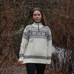 Uldtrje af ren uld med klassisk telemarksmnster til kvinder