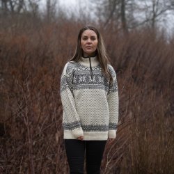 Uldtrje af ren uld med klassisk telemarksmnster til kvinder