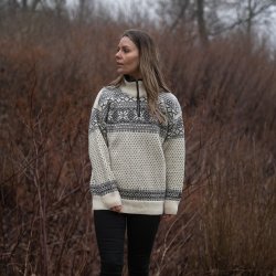 Uldtrje af ren uld med klassisk telemarksmnster til kvinder