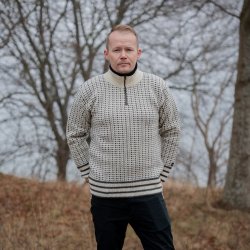 Flot sweater med frsk mnster i 100% uld til mnd