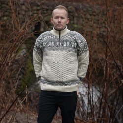 Klassisk uldtrje af 100% ren uld med telemarksmnster