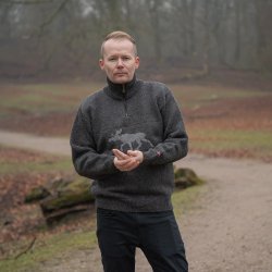 Koks gr norsk uldsweater med elg motiv til mnd