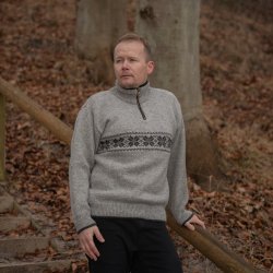 Norsk uld striktrje i 100% uld med klassisk mnster