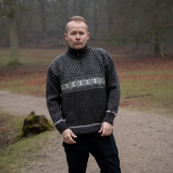 Norsk uldsweater i koks med flot mnster 