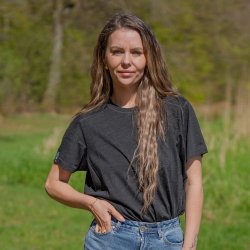 T-shirt med korte rmer til kvinder i 100% merinould, sort melange