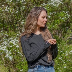 T-shirt med langermer til kvinder, i 100% ekstra fin kologisk merinould