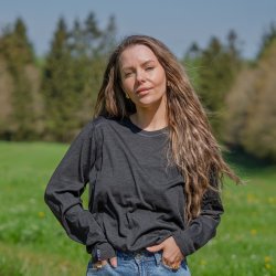 T-shirt med langermer til kvinder, i 100% ekstra fin kologisk merinould