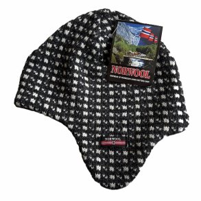 Koks m/reklapper og fleece - Norsk uldhue af 100% uld.