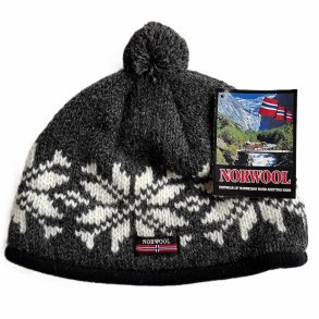 NORWOOL - koks strikhue m/kvast og fleece.