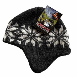 NORWOOL - koks strikhue m/reklapper