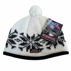 Norsk uldhue med klassisk stjernemnster og kvast 