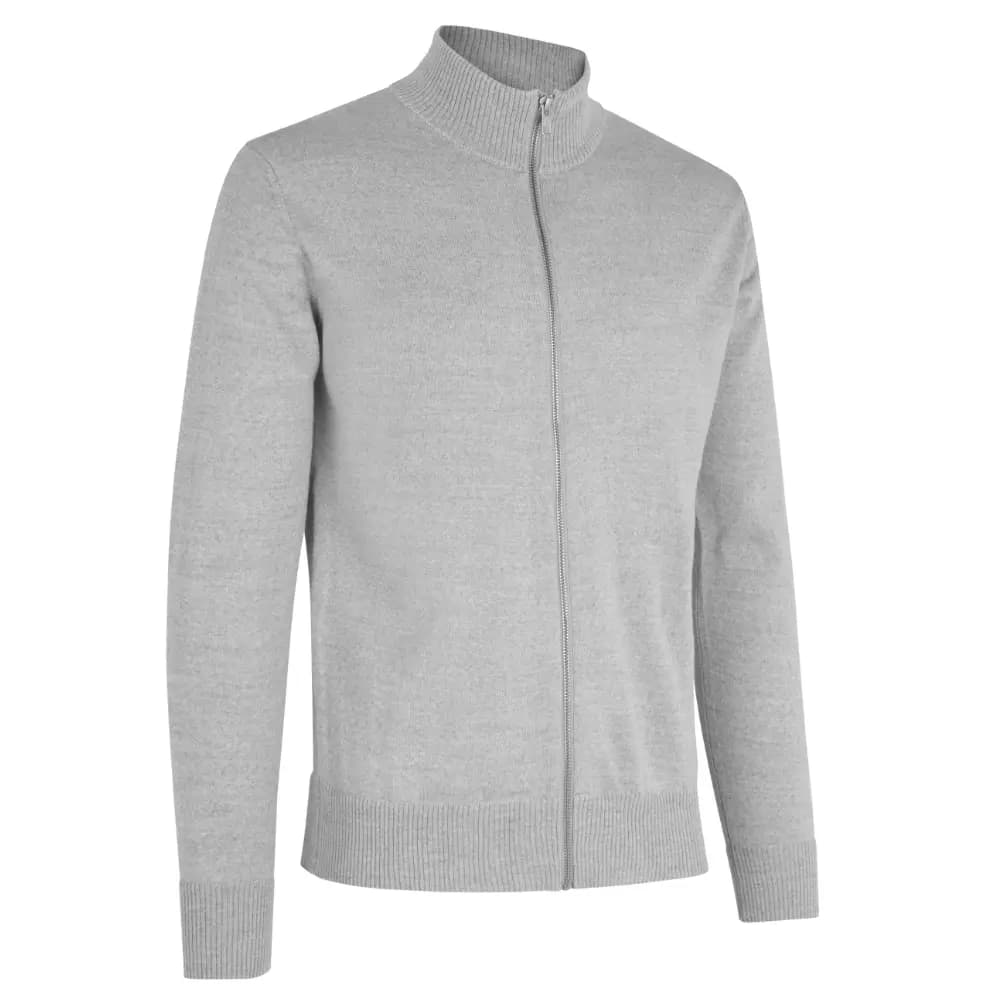 Lækker cardigan med lynlås og høj krave til mænd i grå S