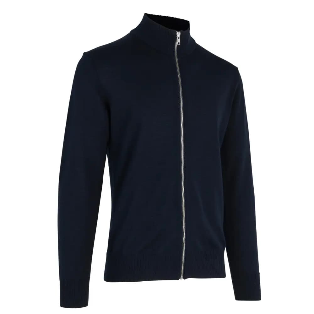 Lækker cardigan med lynlås og høj krave til mænd i navy blå S