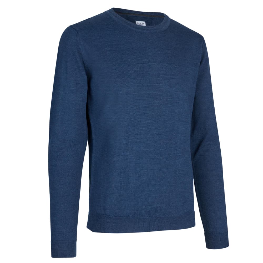Pullover til mænd i merinould - Enkle og elegante. Blå melange S