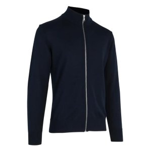 Lkker cardigan med lynls og hj krave til mnd i navy bl 