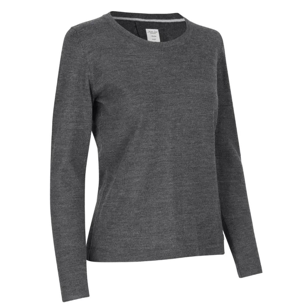 Lkker merino pullover | dame, Mrk gr melange