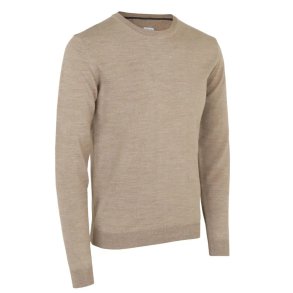 Pullover til m�nd i merinould - Enkle og elegante. Sand melange
