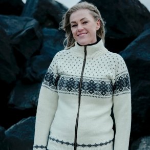Flot uldcardigan i klassisk design med lynls 