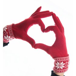 Finger handsker rd/hvid 