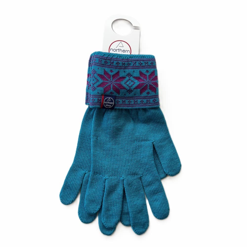 Finger hansker turkis/lilla 