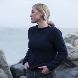 Navy bl� JURMO striktr�je i 100% uld til kvinder - Fra WOOLWEAR of Scandinavia