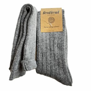 Ribstrikket merino uldsokker-gr 