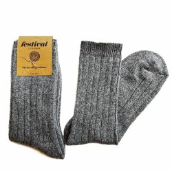 Ribstrikket merino uldsokker-gr 