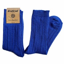 Ribstrikket merino uldsokker-kobolt bl 