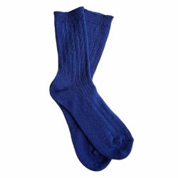 Ribstrikket merino uldsokker-kobolt bl 