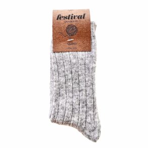 Ribstrikket uldsokker lys gr 