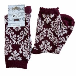 Strik strmpe af 60% uld med klassisk damaskmnster