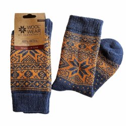 Uldstrmper med 60% ren uld med flot isstjerne mnster