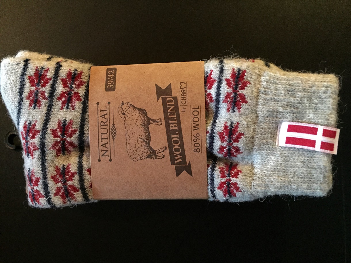 Billede af Bløde strik sokker i 80% ren uld med flot mønster 35-38