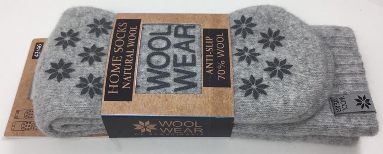 Hjemmesokker af 70% uld med antislip fra WOOLWEAR