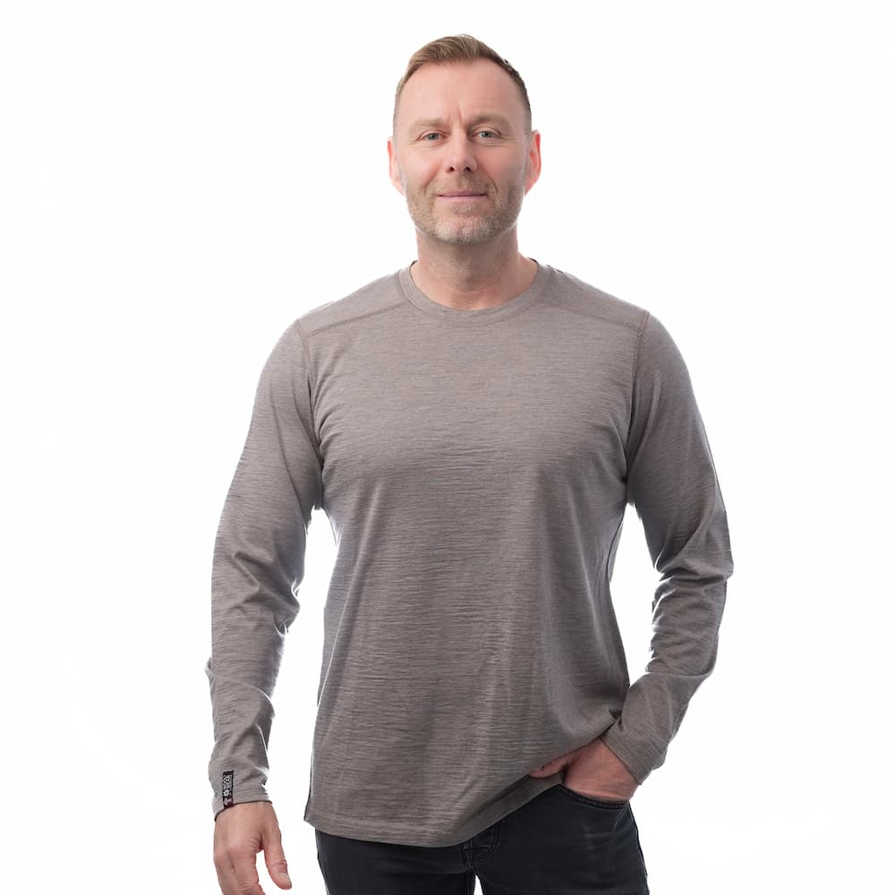 Langærmet t-shirt i 100% ekstra fin og blød merinould XXL