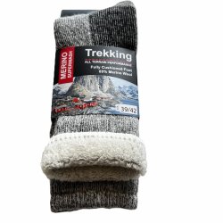 Varme uldne sokker i trekking udgave i 85% merinould 39-42