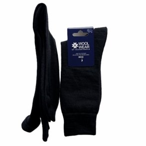 Sort uldstrmpe i flot design af 70% merinould