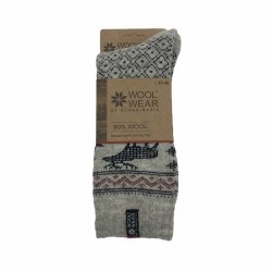 Lkre uldsokker af 80% ren uld med elgmotiv