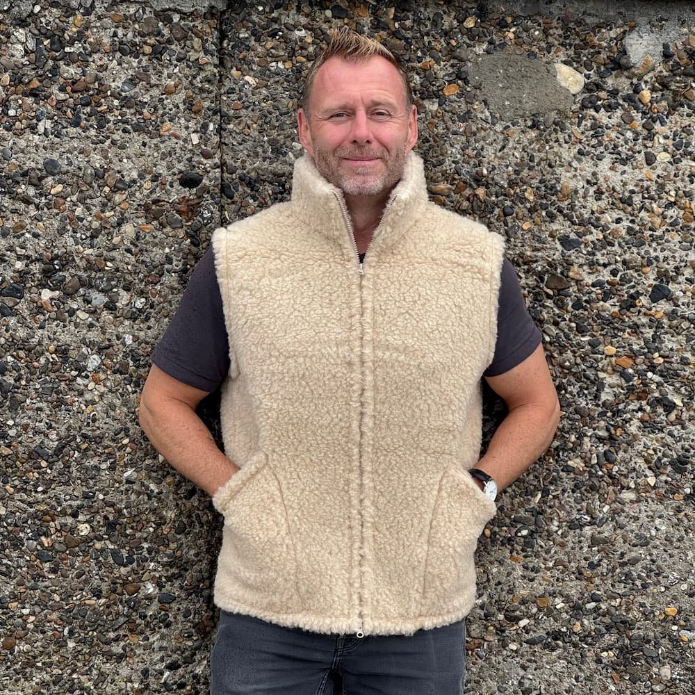 Smart uldvest i merinould lys beige 