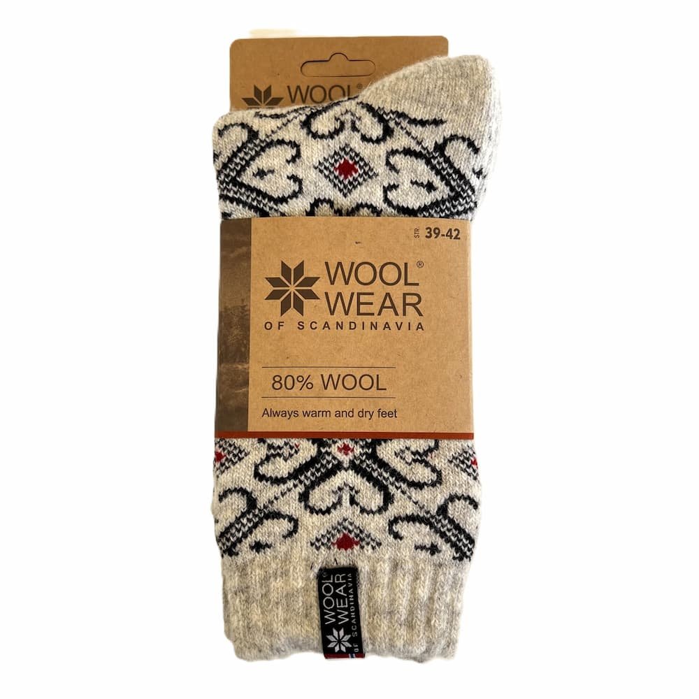 Weiche, schicke Wollsocken mit Herzmotiv aus 80% Wolle
